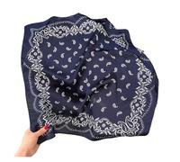 DEPYEE Foulard de cou printemps/été, enveloppes de décoration extérieure for 70x70cm, imprimé graphique cajou, Imitation soie carrée, 1 pièce(Navy Blue)