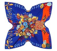 DEPYEE Grand Vase châle et fleur imprimé, Bandana carré coloré, écharpe Hijab, 130CM, 1 pièce(D896-3)