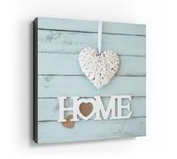 DEQORI Armoire à clés avec impression UV - Motif écriture en bois Home - Environ 30 x 30 cm - Armoire à clés plate et moderne avec motif imprimé - Boîte murale pour couloir, bureau, appartement et