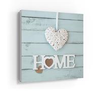 DEQORI Armoire à clés avec impression UV - Motif écriture en bois Home - Environ 30 x 30 cm - Armoire à clés plate et moderne avec motif imprimé - Boîte murale pour couloir, bureau, appartement et