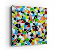 DEQORI Armoire à clés avec impression UV - Motif mosaïque de carreaux multicolores - Boîte design d'environ 30 x 30 cm - Armoire à clés plate et moderne avec motif imprimé - Boîte murale pour couloir