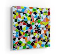 DEQORI Armoire à clés avec impression UV - Motif mosaïque de carreaux multicolores - Boîte design d'environ 30 x 30 cm - Armoire à clés plate et moderne avec motif imprimé - Boîte murale pour couloir