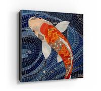 DEQORI Armoire à clés avec impression UV - Motif mosaïque du monde aquatique - Boîte design d'environ 30 x 30 cm - Armoire à clés plate et moderne avec motif imprimé - Boîte murale pour couloir