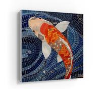 DEQORI Armoire à clés avec impression UV - Motif mosaïque du monde aquatique - Boîte design d'environ 30 x 30 cm - Armoire à clés plate et moderne avec motif imprimé - Boîte murale pour couloir