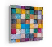 DEQORI Armoire à clés avec impression UV - Motif mosaïque en bois coloré - Boîte design d'environ 30 x 30 cm - Armoire à clés plate et moderne avec motif imprimé - Boîte murale pour couloir, bureau