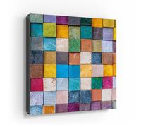 DEQORI Armoire à clés avec impression UV - Motif mosaïque en bois coloré - Boîte design d'environ 30 x 30 cm - Armoire à clés plate et moderne avec motif imprimé - Boîte murale pour couloir, bureau