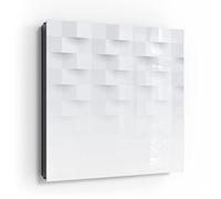 DEQORI Armoire à clés noir | 30x30 cm | Motif Géométrique Abstrait | Boîte à clés en verre et métal | Armoire à clés avec 50 crochets + 2 aimants | Boîte moderne magnétique et writable