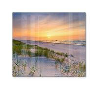 DEQORI Couvercle de plaque de cuisson en verre - En une seule pièce - 60 x 52 cm - Motif « Soleil coule sur la mer Baltique » - Plaque vitrocéramique pour cuisine - Couvercle universel - Plaque en