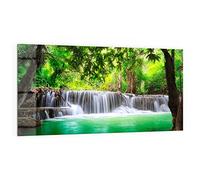 DEQORI Crédence de cuisine en verre - Motif cascade dans la forêt tropicale - 100 x 50 cm - Paroi arrière de salle de bain ou de cuisinière - Protection anti-éclaboussures pour cuisine et salle de