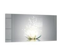 DEQORI Crédence de cuisine en verre - Motif fleur de lotus scintillante - 100 x 50 cm - Paroi arrière de salle de bain ou de cuisinière - Protection anti-éclaboussures pour cuisine et salle de bain -