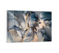 DEQORI Crédence de cuisine en verre | Motif jeu de couleurs marbré avec doré | 60 x 40 cm | Panneau arrière de salle de bain ou de cuisinière | Panneau de cuisinière protection anti-éclaboussures pour