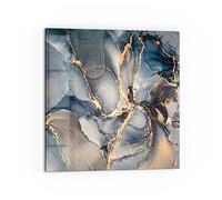 DEQORI Crédence de cuisine en verre - Motif marbre - Jeu de couleurs doré - 60 x 60 cm - Panneau arrière de salle de bain ou de cuisinière - Protection anti-éclaboussures pour cuisine et salle de bain