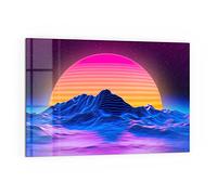 DEQORI Crédence de cuisine en verre - Motif « Vaporwave Digital Art » - 60 x 40 cm - Paroi arrière de salle de bain ou de cuisinière - Protection anti-éclaboussures pour cuisine et salle de bain -