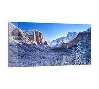 DEQORI Crédence de cuisine en verre - Motif Yosemite en hiver - 100 x 50 cm - Pour salle de bain ou cuisinière - Protection anti-éclaboussures pour cuisine et salle de bain - Décoration moderne pour