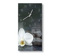 DEQORI Horloge Murale en Verre - Horizontale 30 x 60 cm - Motif Zen Contrasté - Grande Design XXL - Silencieuse pour Salon et Cuisine - Moderne