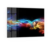 DEQORI Panneau de crédence de cuisine en verre - Motif fumée colorée - 80 x 60 cm - Pour salle de bain ou cuisinière - Protection anti-éclaboussures pour cuisine et salle de bain - Décoration moderne