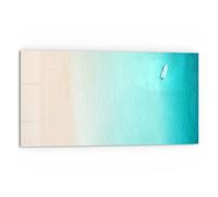 DEQORI Panneau de crédence de cuisine en verre - Motif vue sur bateau dans la mer - 80 x 40 cm - Panneau arrière de salle de bain ou de cuisinière - Protection anti-éclaboussures pour cuisine et salle