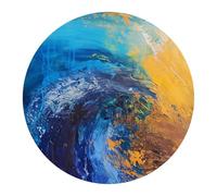 DEQORI Papier peint mural rond autocollant, diamètre : 80 cm, motif force des vagues de couleur, toile textile, amovible, décoratif et indéformable, pour salon, bureau, couloir ou chambre d'enfant