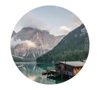 DEQORI Papier peint mural rond autocollant, diamètre 80 cm, motif lac sauvage de Prague en été, toile textile, amovible, décoratif et indéformable, pour salon, bureau, couloir ou chambre d'enfant