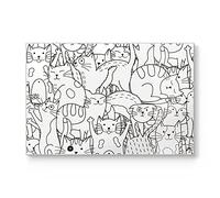 DEQORI Planche à découper en verre | Grande taille 30 x 20 cm | Motif « chats de bande dessinée » | Planche à découper design pour la cuisine | Planche à petit-déjeuner antibactérienne & antidérapante