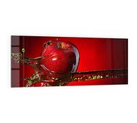 DEQORI Plaque de crédence de cuisine en verre - Motif liquide rencontre la pomme - 125 x 50 cm - Pour salle de bain ou cuisinière - Protection anti-éclaboussures pour cuisine et salle de bain -