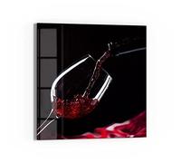 DEQORI Tableau en verre véritable | Motif vin rouge versé dans le verre | Carré en une pièce 50 x 50 cm | Belle décoration | Décoration murale pour salon, chambre à coucher, couloir & cuisine |