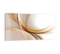 DEQORI Tableau magnétique en verre - 100 x 50 cm - Motif vagues dorées élégantes - Tableau mémo en verre - Avec aimants, stylo et chiffon pour cuisine et bureau - Tableau magnétique et inscriptible