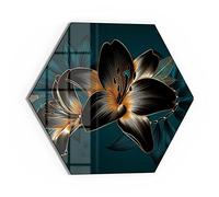 DEQORI Tableau magnétique en verre - 40 x 34,5 cm - Motif lys de qualité supérieure - Tableau mémo en verre - Avec aimants, stylo et chiffon pour cuisine et bureau - Tableau magnétique et inscriptible