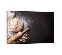 DEQORI Tableau magnétique en verre | 60 x 40 cm | Motif pain avec rouleau à pâtisserie | Tableau mémo en verre | Tableau magnétique avec aimants, stylo et chiffon pour cuisine et bureau | Tableau