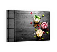 DEQORI Tableau magnétique en verre | 60 x 40 cm | Motif smoothies sur ardoise | Tableau mémo en verre | Tableau magnétique avec aimants, stylo et chiffon pour cuisine et bureau | Tableau magnétique et