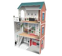 Deqube 913D00181 Maison de poupée 3 étages en Bois avec 8 Meubles 120 x 33 x 75 cm