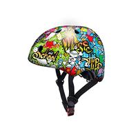 DEQUBE 914D00023 Casque pour Enfant réglable pour garçons et Filles de 2 à 7 Ans, Ultra léger et sûr, résistant et Respirant, diamètre 50-54 cm, Motif Graffiti