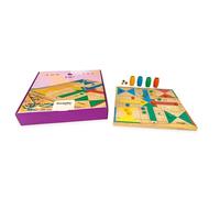 DEQUBE 940D00338 - Jeu de société - Parchis/Oie - Plateau et jetons en Bois FSC - +5 Ans