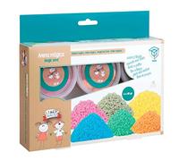 Deqube Tachan 912D00009 Sable magique, 6 pots de 50 g, 6 couleurs différentes, propre, doux et non toxique, jeu créatif (Tachan 912D00009), enfants à partir de 5 ans