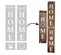 Dequera Lot de 4 pochoirs verticaux « Welcome to Our Home Sweet Home » - Pour peinture sur bois - Réutilisables et lavables - Pour projets de bricolage et cadeaux
