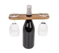 der kleine Handwerker Butler à vin pour 2 verres en bois d'acacia Support en verre pour bouteille de vin pique-nique Idée cadeau