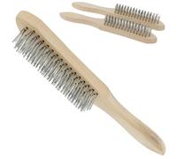 der kleine Handwerker Lot de 3 brosses métalliques avec manche en bois - Brosse métallique en acier avec poils de qualité - Longueur : 275 mm - Brosse métallique manuelle pour un nettoyage en douceur