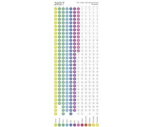Der Lange Springende Punkt weiß 2027: Design-Wandkalender 36x98 cm von Michael Domberger mit 365 gestanzten Punkten und Farbwechsel