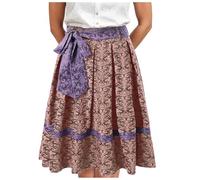 Der N Eleganter Plissrock für Damen, einfarbig, mit A-Rock-Taille Damen Maxi Muster, kaki, M