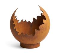 Der-Porzellan-Laden Boule de feu ouverte en métal comme décoration de jardin, boule de rouille en métal pour jardin et terrasse, 30 cm, résistante aux intempéries, anneau de support