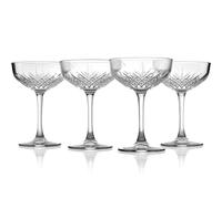 Der-Porzellan-Laden by Pasabahce Timeless Lot de 4 coupes à champagne en cristal à facettes Passe au lave-vaisselle 270 ml