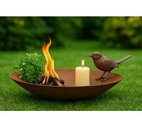 Der-Porzellan-Laden Rostdeko Brasero rond 40 x 40 cm en métal, coupe décorative rustique aspect rouille pour jardin, terrasse ou balcon, robuste