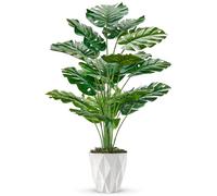 Der Rose Grandes plantes artificielles Monstera de 71,1 cm avec pot blanc pour décoration de maison, bureau, salon