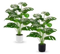 Der Rose Lot de 2 grandes plantes artificielles Monstera de 71,1 cm pour sol, maison, bureau, ferme, chambre à coucher