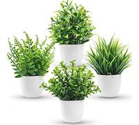 Der Rose Lot de 4 petites plantes artificielles en pot pour salon, maison, bureau, ferme, salle de bain, cuisine, décoration intérieure