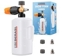 DERASL Canon à Mousse 1L - Adaptateur Raccord Rapide 1/4", Compatible Nettoyeur Haute Pression, Lance à Mousse pour Lave-Auto avec Buse Réglable et Filtre à Mailles