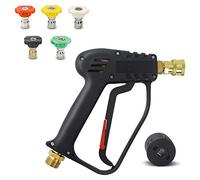 DERASL Pistolet de Lavage Haute Pression, 4000 PSI, Interface M22 (14 mm) et Interface Rapide Karcher avec 5 Embouts de Buse d'eau pour Nettoyage de Voiture