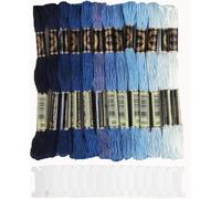 DERAYEE 14 Couleurs Fil Broderie Point de Croix Bleu avec Carte, Kit Bracelet Brésilien, Coton, Fournitures de Loisirs Créatifs 8M