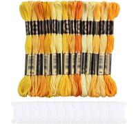 DERAYEE 14 Couleurs Fils Broderie Point de Croix Jaune avec Carte De Fil, Kit de Fil de Coton, 8M