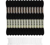 DERAYEE 14 Pcs Fils Broderie Point de Croix Noir avec Carte De Fil,Fils Bracelet Brésilien Kit,Fil Coton,Fil Broderie,Fournitures de Loisirs Créatifs 8M